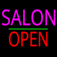 Salon Block Open Green Line Neonskylt