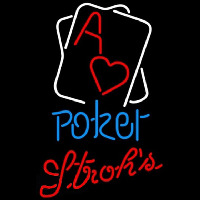 Strohs Rectangular Black Hear Ace Poker Beer Sign Neonskylt