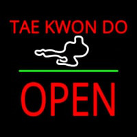 Tae Kwon Do Logo Block Open Green Line Neonskylt