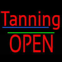 Tanning Block Open Green Line Neonskylt