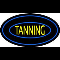 Tanning Double Oval Blue Border Neonskylt