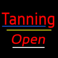 Tanning Open Yellow Line Neonskylt