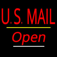 Us Mail Script2 Open Yellow Line Neonskylt