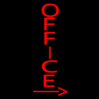 Vertical Red Office With Arrow Neonskylt