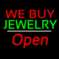 We Buy Jewelry Block Open White Line Neonskylt