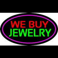 We Buy Jewelry Oval Purple Neonskylt