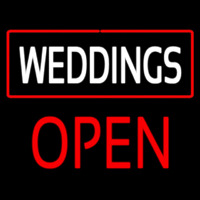 Weddings Block Open Red Neonskylt