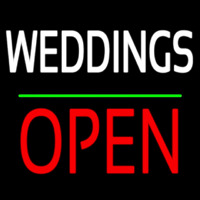 Weddings Block Red Open Green Line Neonskylt