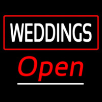 Weddings White Open Red Neonskylt