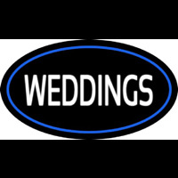 Weddings White Oval Blue Neonskylt