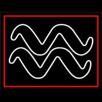 White Aquarius Logo Red Border Neonskylt