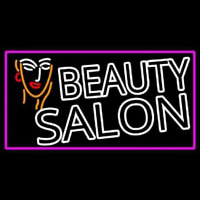 White Beauty Salon With Girl Neonskylt