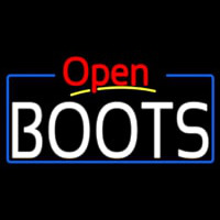 White Boots Open With Border Neonskylt