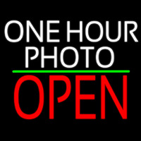 White One Hour Photo Open 1 Neonskylt