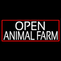 White Open Animal Farm With Red Border Neonskylt