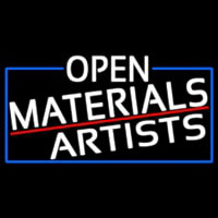 White Open Materials Artists With Blue Border Neonskylt