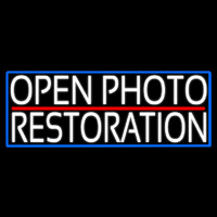 White Open Photo Restoration With Blue Border Neonskylt