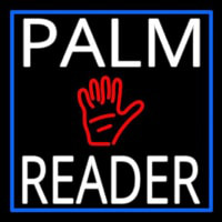 White Palm Reader With Blue Border Neonskylt