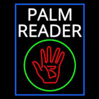 White Palm Reader With Logo Blue Border Neonskylt