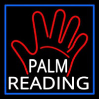 White Palm Reading Blue Border Neonskylt