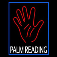 White Palm Reading Blue Border Neonskylt