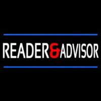 White Reader Advisor And Blue Line Neonskylt