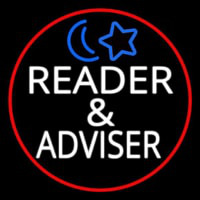 White Reader And Advisor Red Border Neonskylt