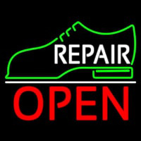 White Repair Shoe Logo Open Neonskylt