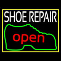 White Shoe Repair Open Neonskylt