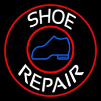 White Shoe Repair Withe Red Border Neonskylt