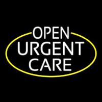 White Urgent Care Oval With Yellow Border Neonskylt