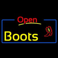 Yellow Boots Open With Border Neonskylt