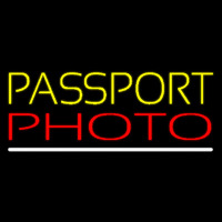 Yellow Passport Red Photo White Line Neonskylt