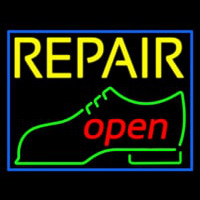 Yellow Repair Shoe Logo Open Neonskylt