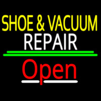 Yellow Shoe And Vacuum White Repair Open Neonskylt