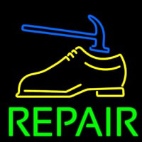 Yellow Shoe Green Repair Neonskylt