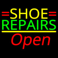 Yellow Shoe Green Repairs Open Neonskylt