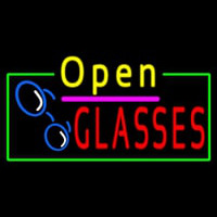 Yellow Open Glasses Logo Neonskylt