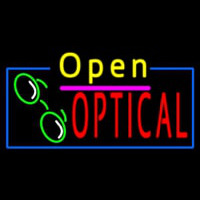 Yellow Open Red Optical Logo Neonskylt