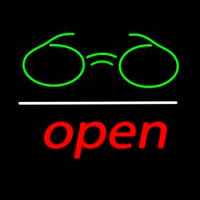 Green Glasses Logo Open White Line Neonskylt