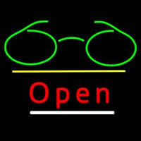 Glasses Logo Open Yellow Line Neonskylt