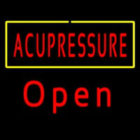 Red Acupressure Yellow Border Open Neonskylt