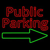 Red Public Parking With Arrow Neonskylt