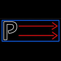 Parking P With Arrow With Blue Border Neonskylt