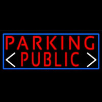 Red Public Parking And Arrow With Blue Border Neonskylt