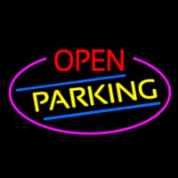 Open Parking Oval With Pink Border Neonskylt