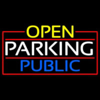 Open Parking Public With Red Border Neonskylt