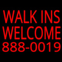 Red Walk Ins Welcome With Phone Number Neonskylt