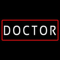 White Doctor Red Border Neonskylt